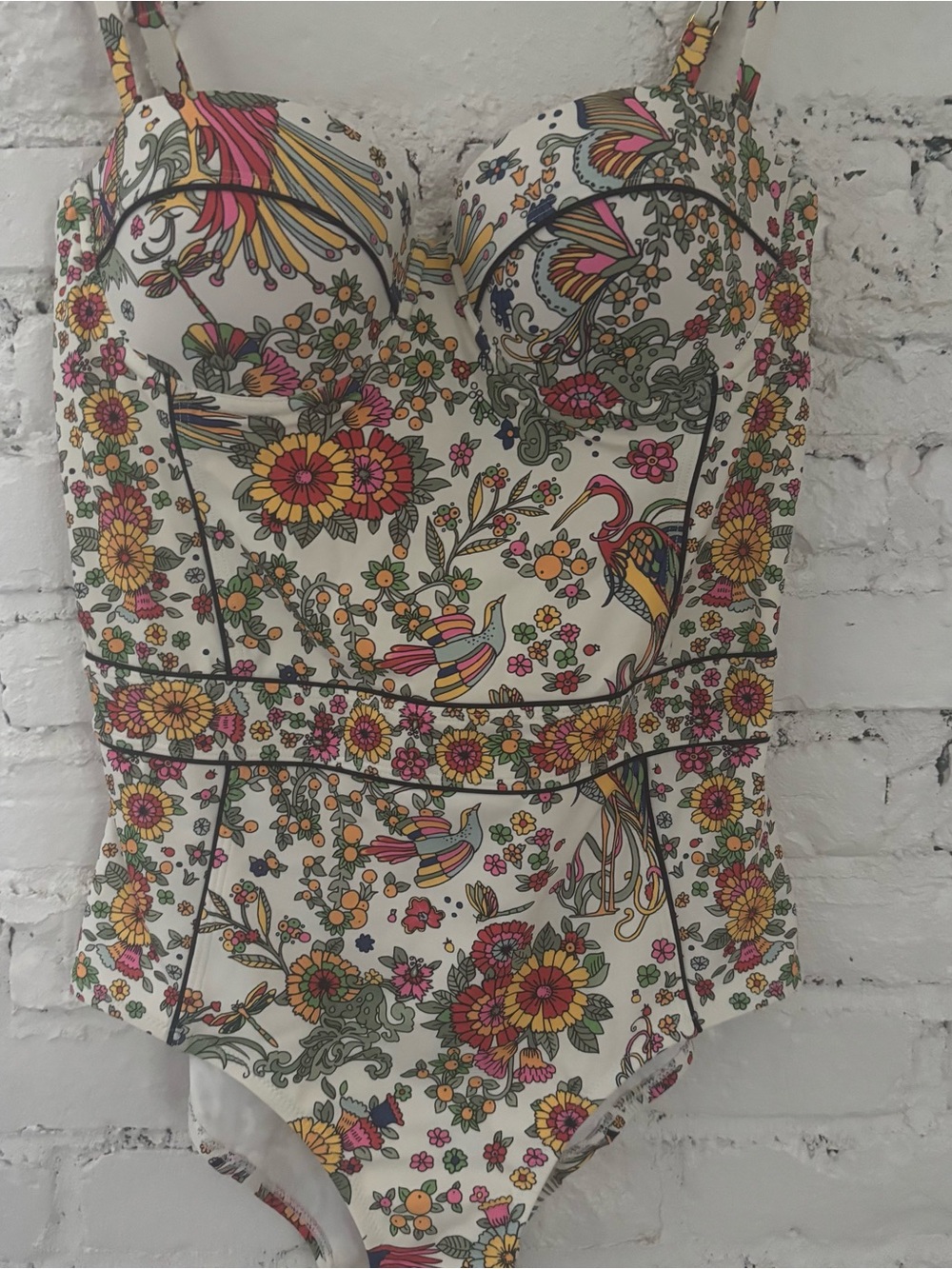 Tory Burch Floral Underwire One-Piece Swimsuit in New Ivory Promised Land Size M - Picture 9 of 11